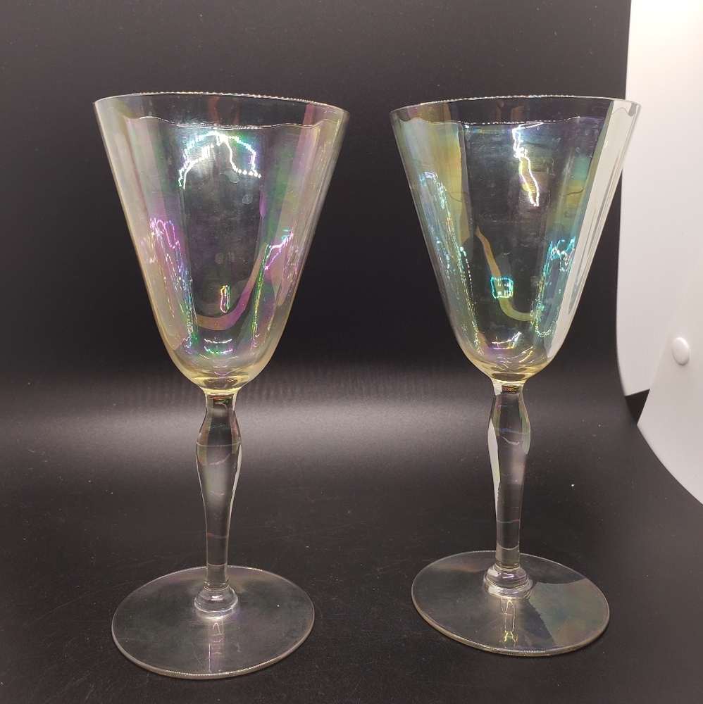 Vintage iridescent wine glass